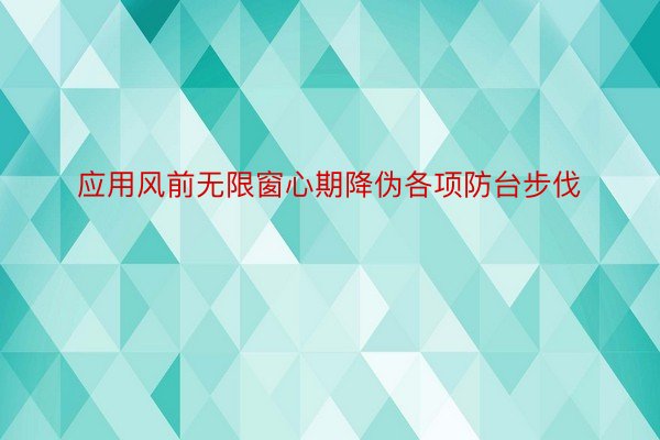 应用风前无限窗心期降伪各项防台步伐